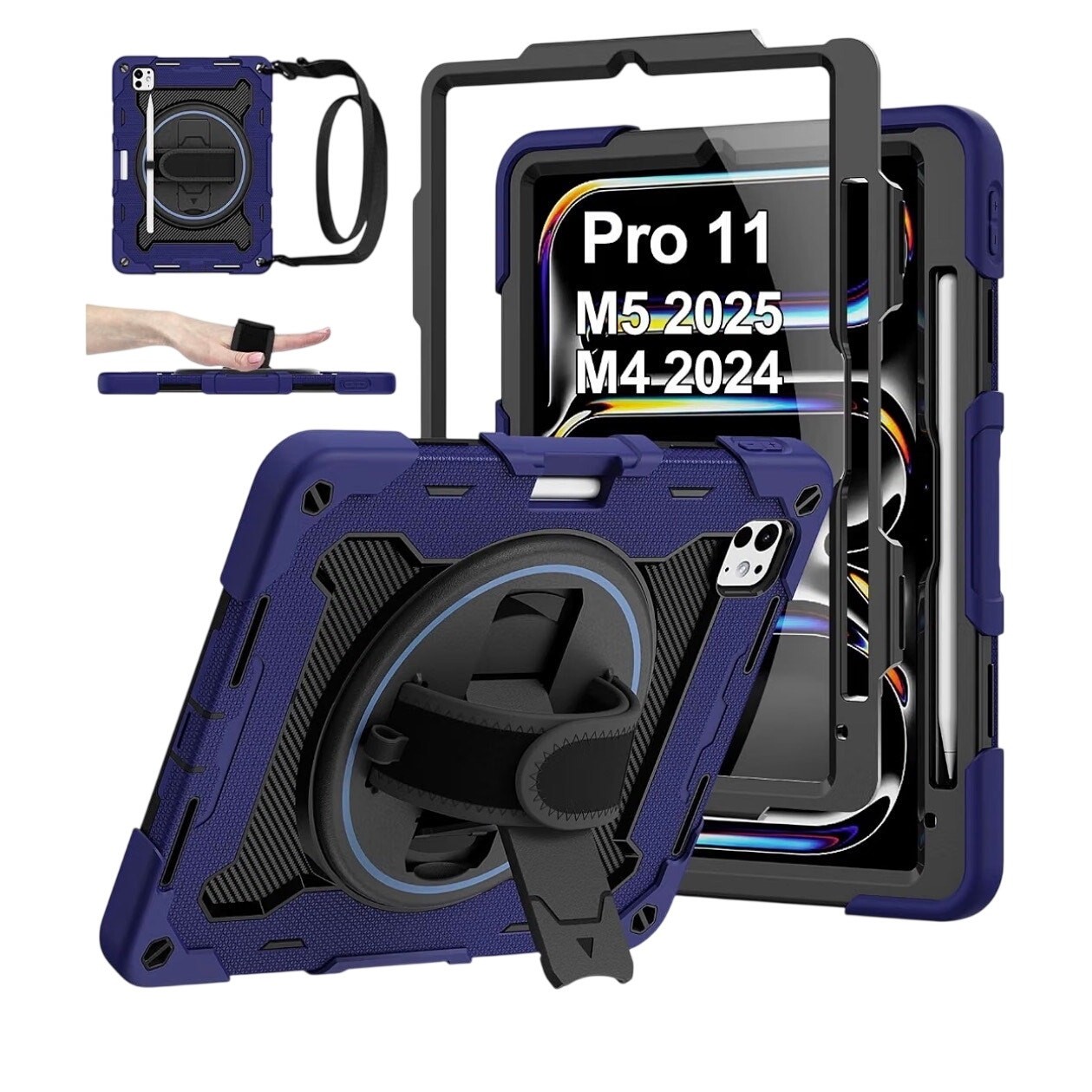 Rosrome Blue Heavy-Duty iPad Shockproof Tablet Stand Kids Cover Pro 11 M5 2025