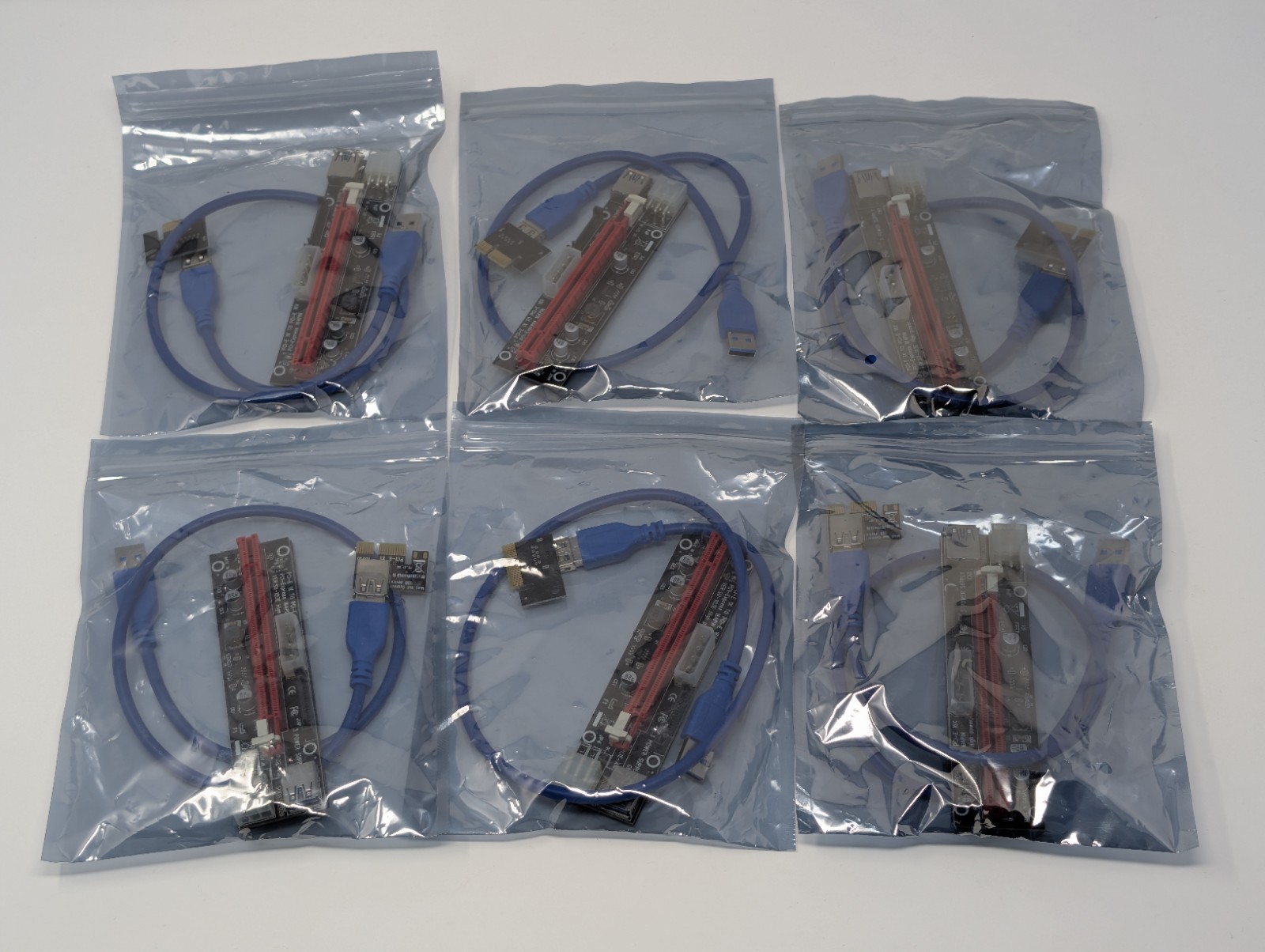 (6 Pack) PCIE Riser VER.SU-103E GPU Riser Card Set PCIe 1x to 16x USB 3.0