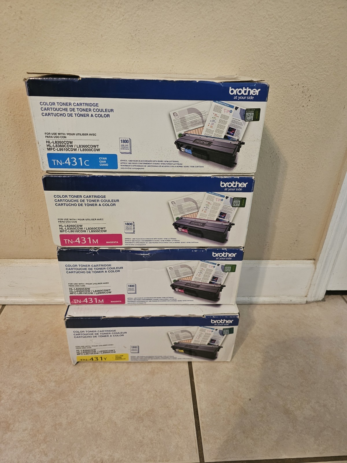 NEW Genuine Brother TN-431 Toner Cartridge (5) Boxes
