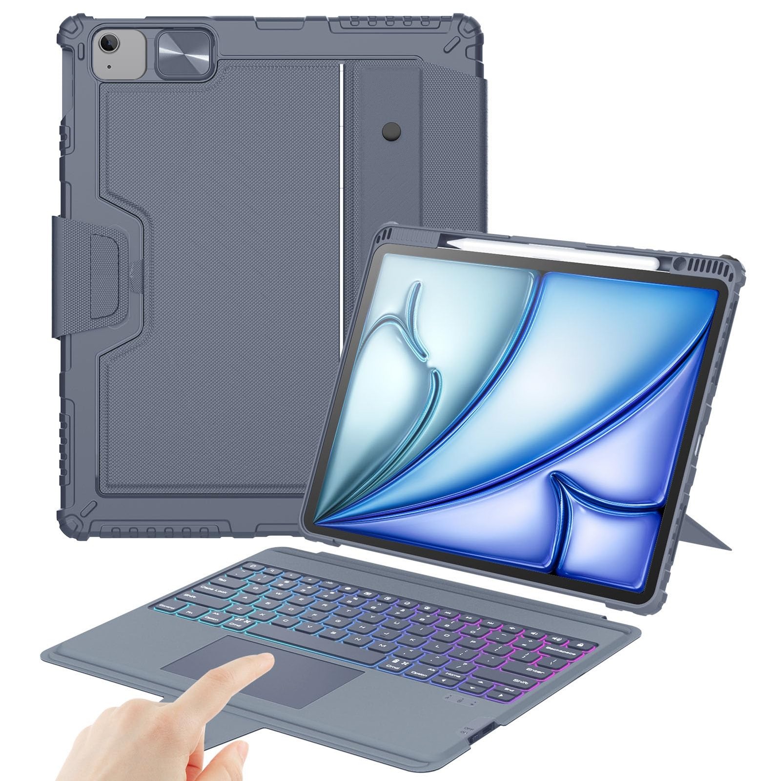 Nillkin Rugged Detachable Keyboard Case iPad Air 13 Pro 12.9 Gray Military TPU