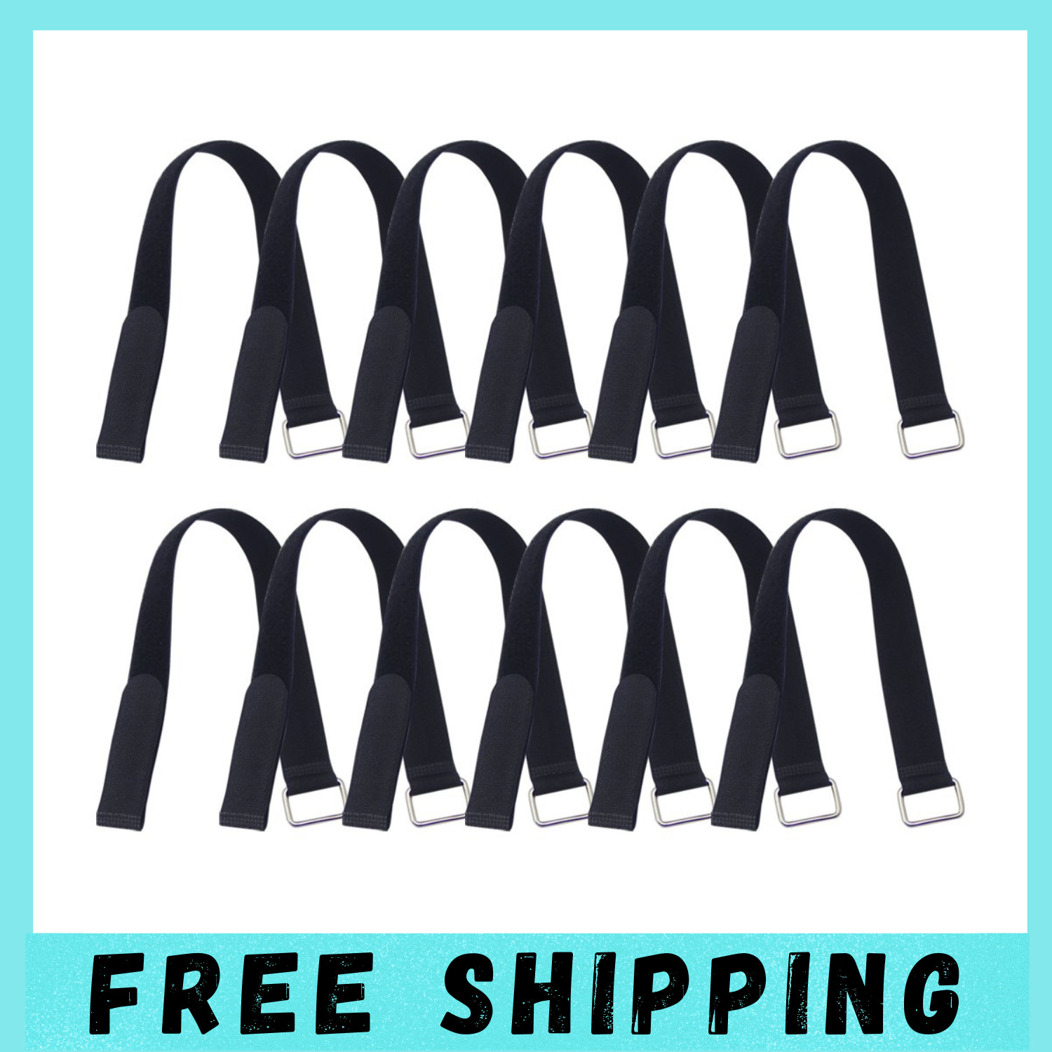 12 Pcs 18x1 Inch Adjustable Hook and Loop Fastening Nylon Strap with Buckle