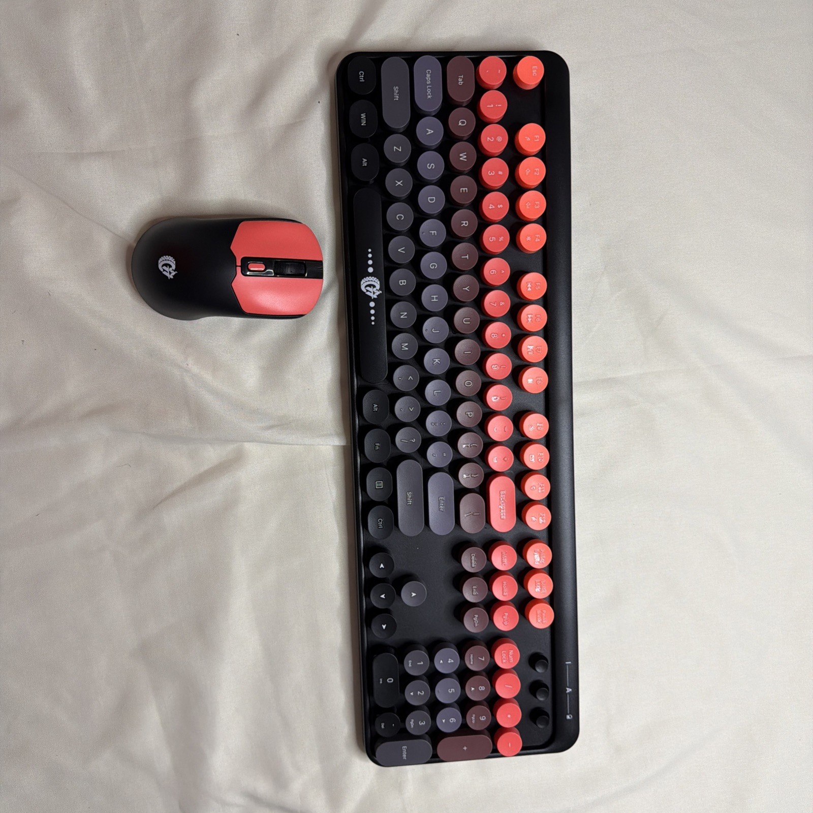 Fopett Multicolor Keyboard and Mouse Bundle, Retro Style, QWERTY, English