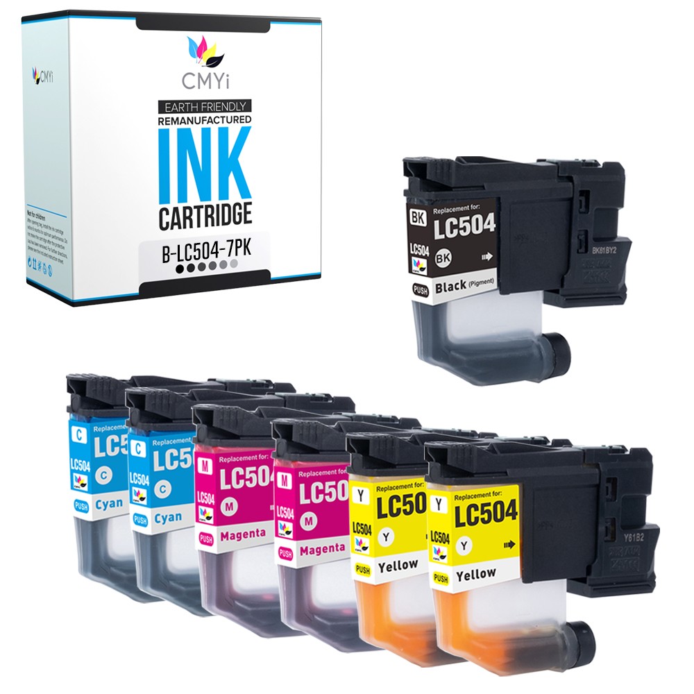 7-Pack Compatible CMYi LC504 Ink Cartridges fits Brother INKvestment MFC-J1365DW