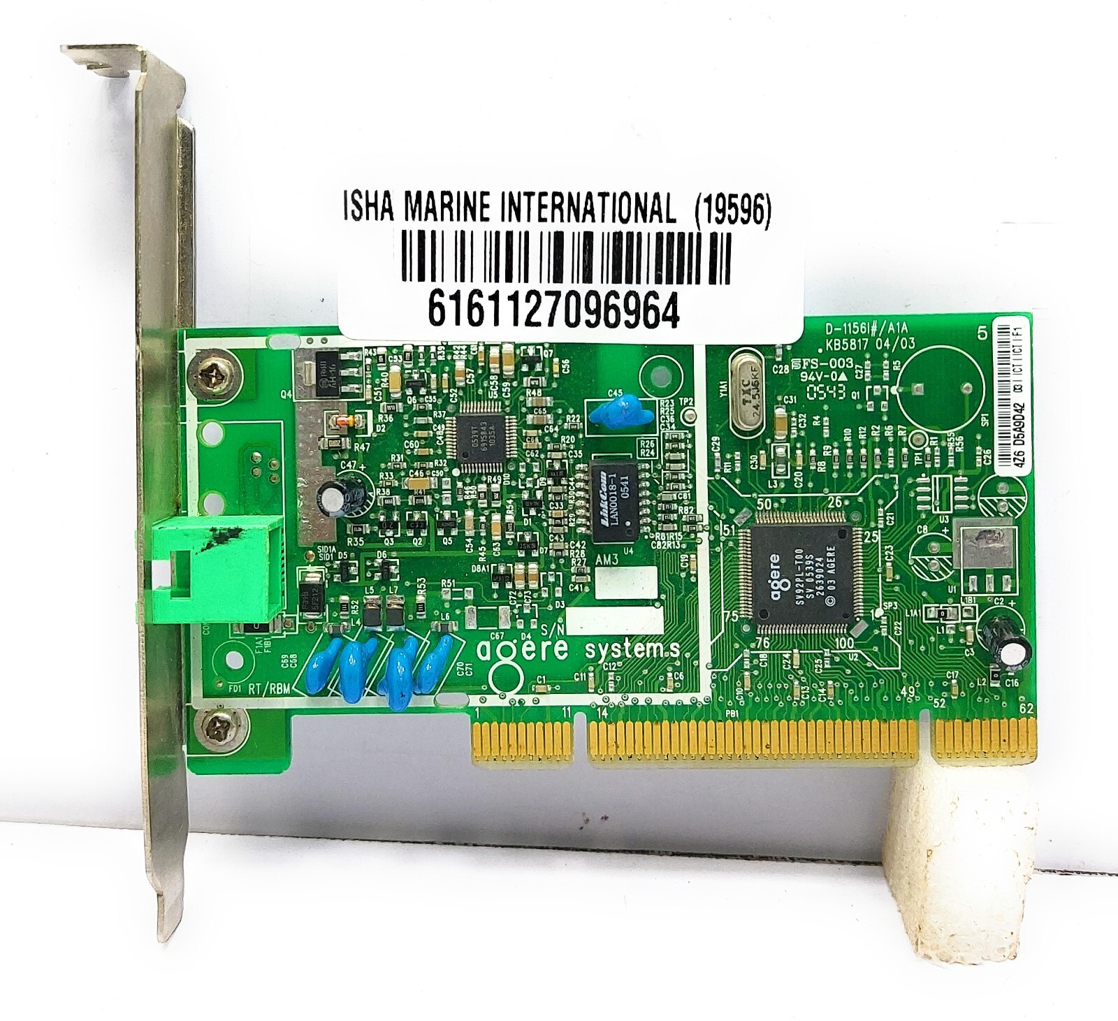 Agere Systems Fax Card 56K Modem HP P/N:5188-1026