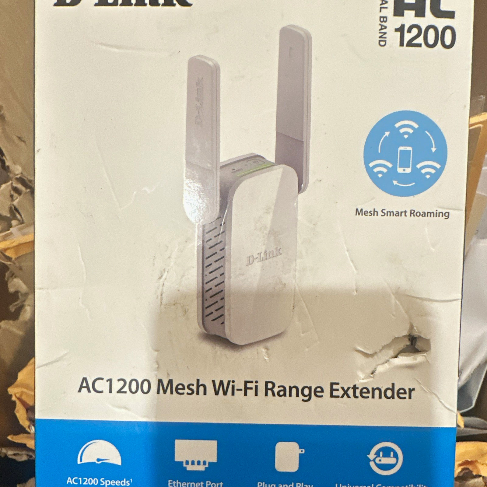 D-Link AC1200 Dual Band Mesh Wi-Fi Extender 1200 Mbps Ethernet White