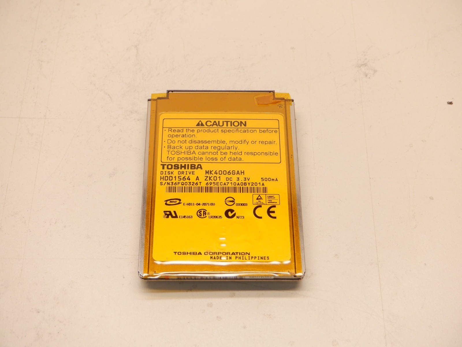 TOSHIBA MK4006GAH HARD DISK DRIVE 40GB