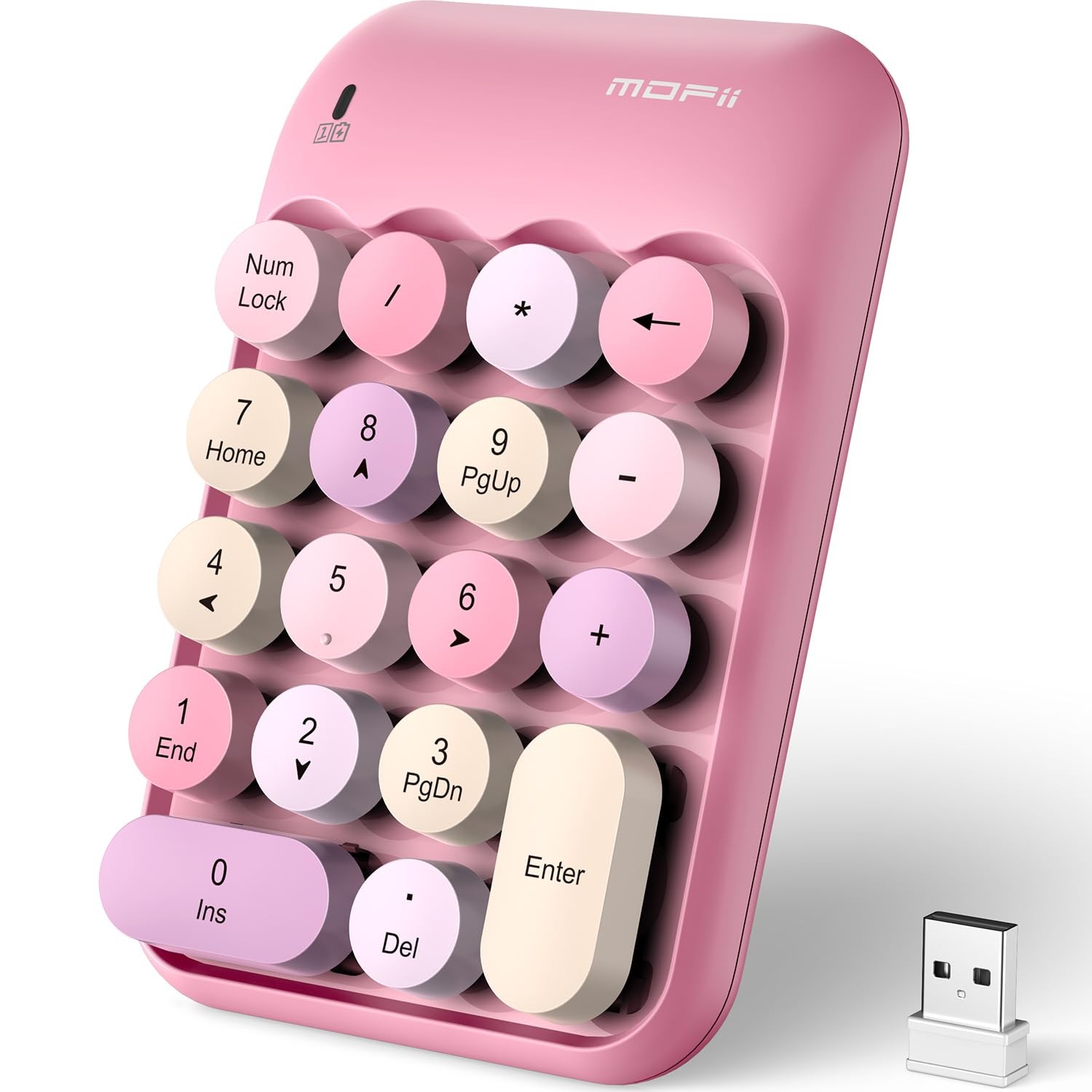 MOFII Cute Colorful Wireless Number Pad  18 Keys, Portable 2.4 GHz with Stabl...
