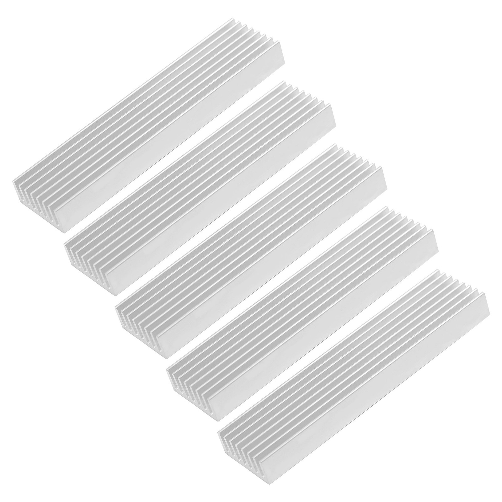 5Pcs Aluminum Heatsink Silver Tone Radiator Heatsink Cooling Fins, 100x25x10mm