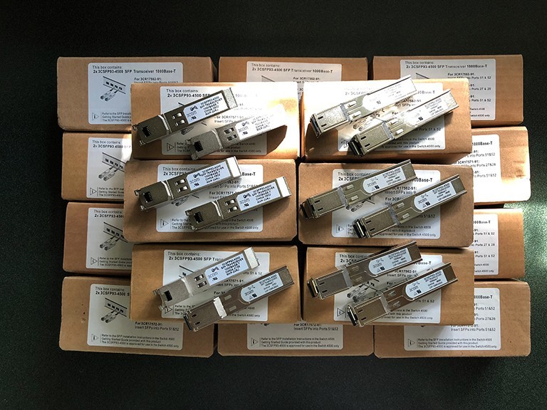 Box of 2 3COM 3CSFP93-4500 SFP Transceivers 1000Base-T : New In Box/Open