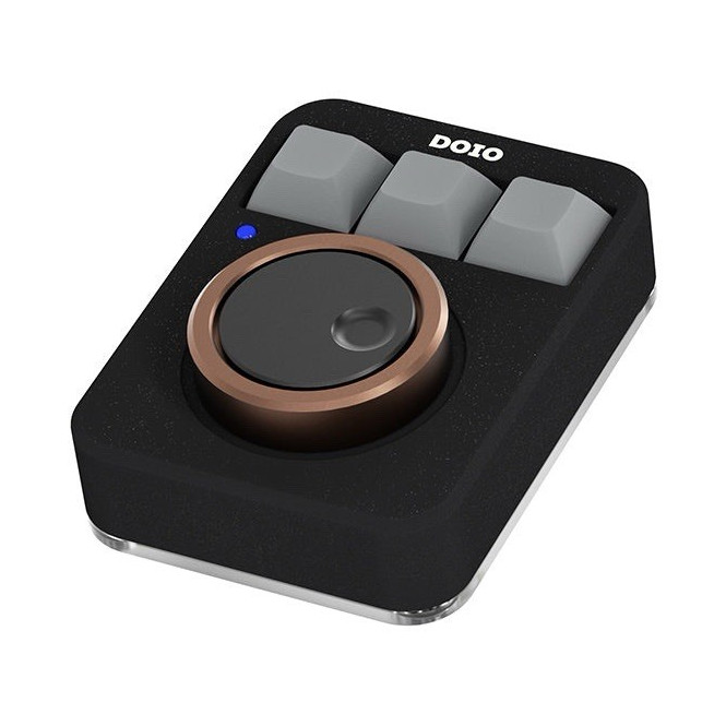 DOIO Wired USB Programmable Macro Keypad 3 Keys w/ Rotary Knob - Black