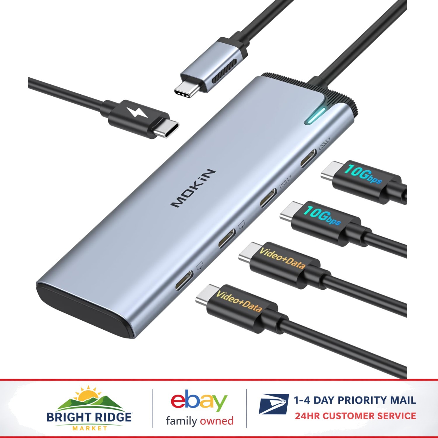 Multiport USB C Hub with Dual Display Support and High-Speed Data Transfer
