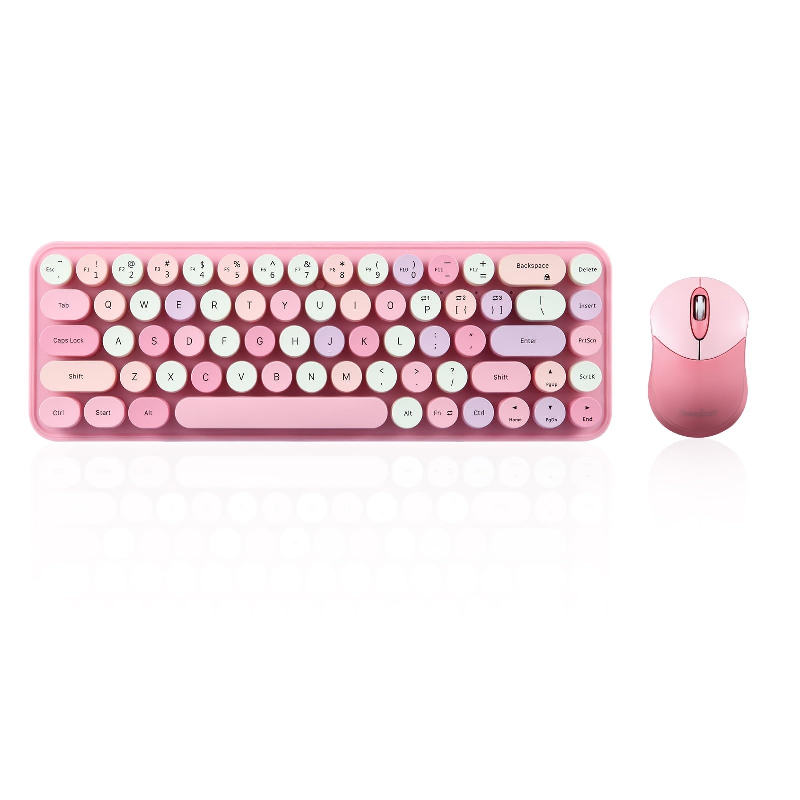 Perixx PERIDUO-802PK Bluetooth Mini Keyboard and Mouse Combo - Retro Pink