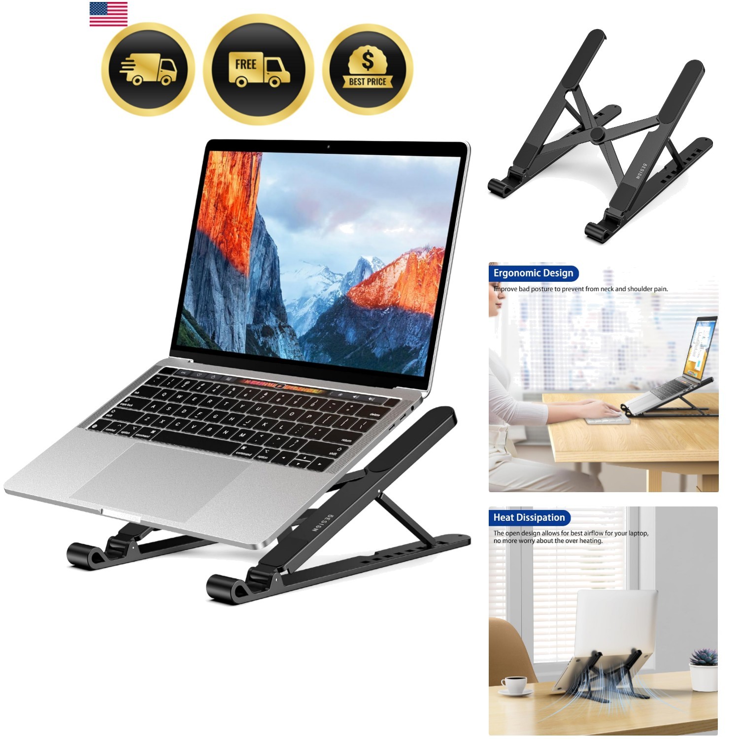 LS01 Pro Ergonomic Laptop Stand, Plastic Laptop Riser, Portable and Adjustabl...