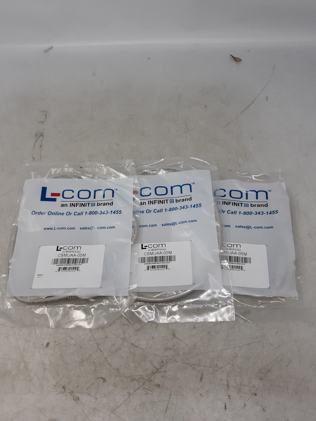L-com CSMUAA-05M 5ft USB A to USB A Shielded Cables - Lot of 3