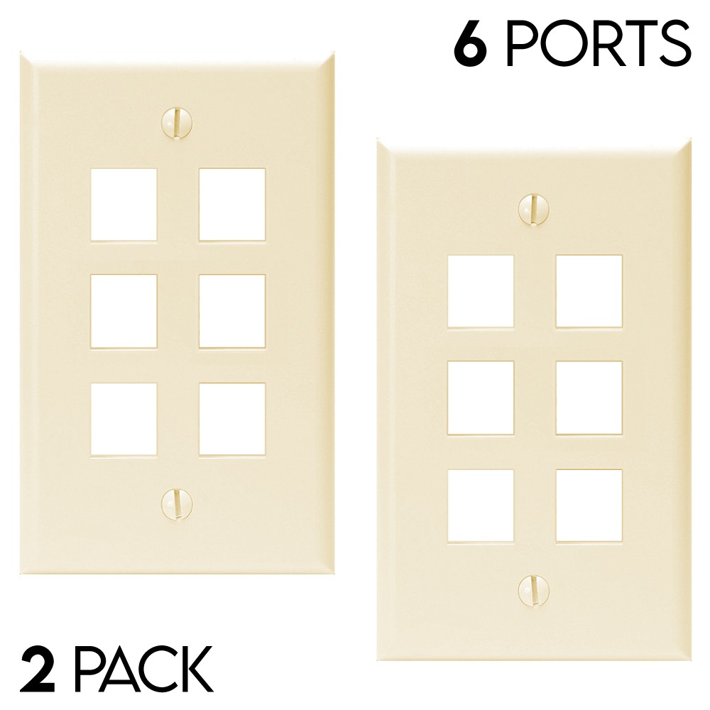 Keystone Wall Plate Face Plate Network Jack Insert RJ45 CAT5e CAT6 Ivory 2 Pack