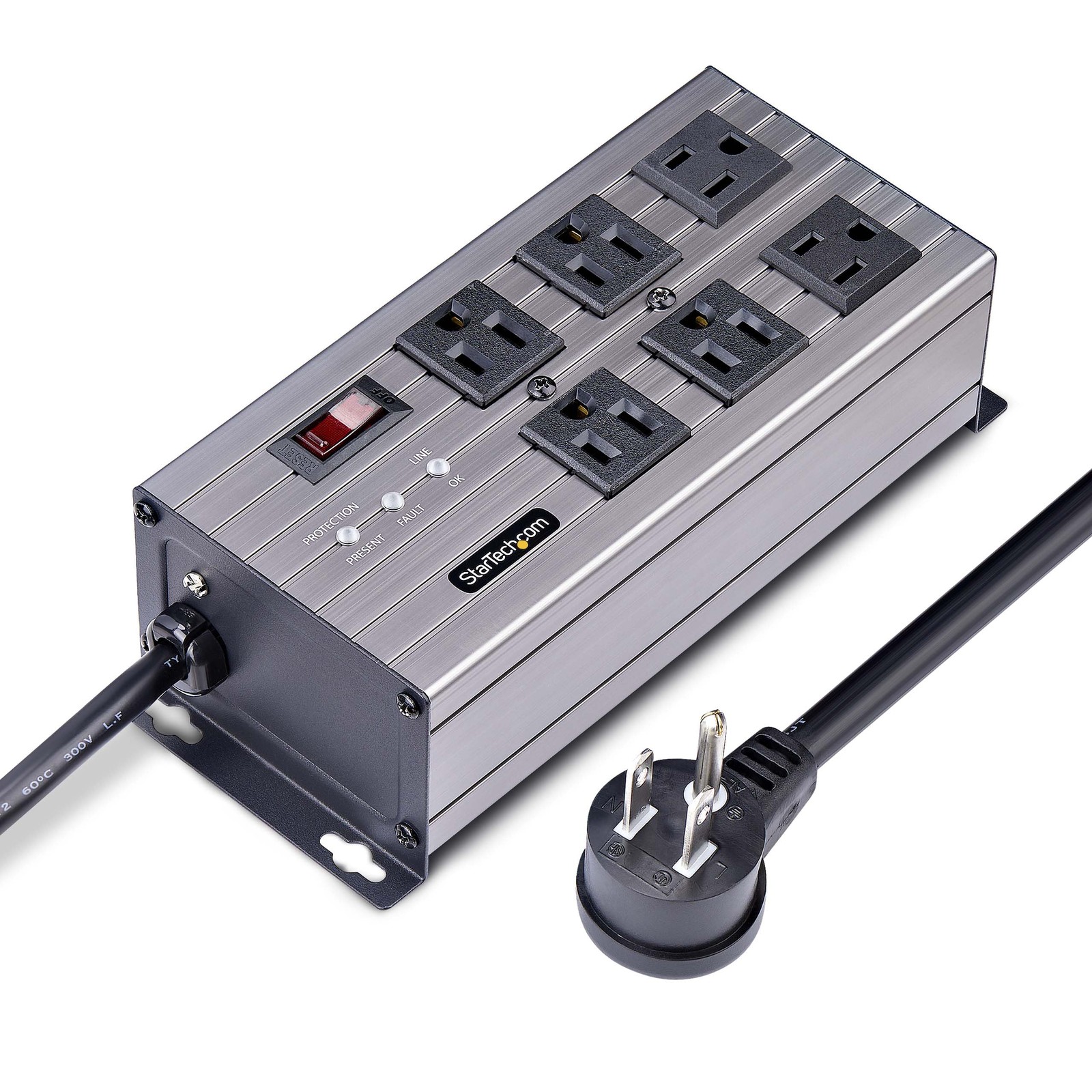 Startech Startech Flat Plug 6-Outlet Heavy Duty Industrial Power Strip