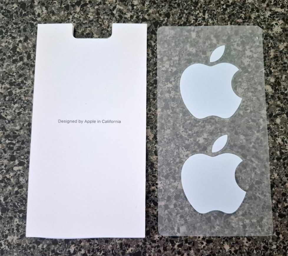 2 WHITE APPLE LOGO STICKERS IN ORIGINAL ENVELOPE