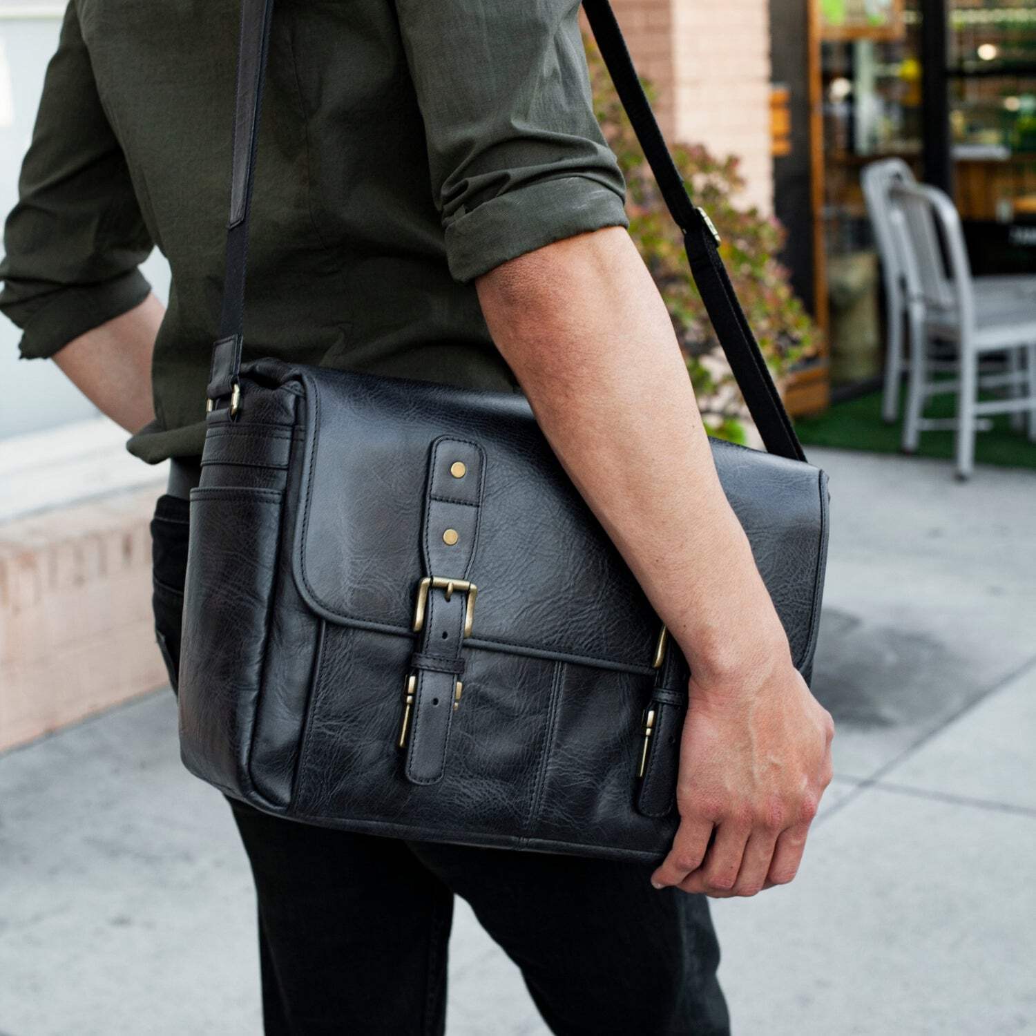 Personalized Leather Vintage 16” Laptop Computer Bag Camera Bag with Pockets