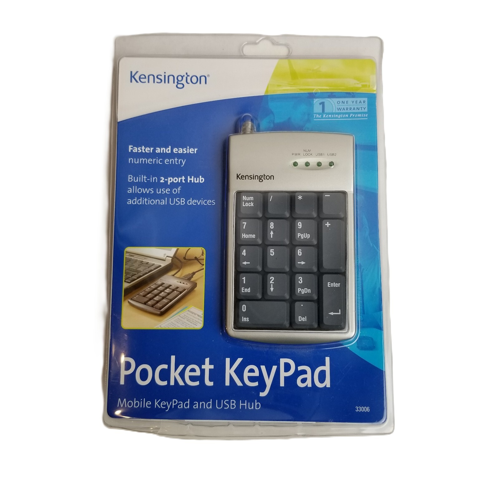 Kensington Pocket KeyPad 33006 USB Numeric Keypad Hub Laptop Accessory SEALED
