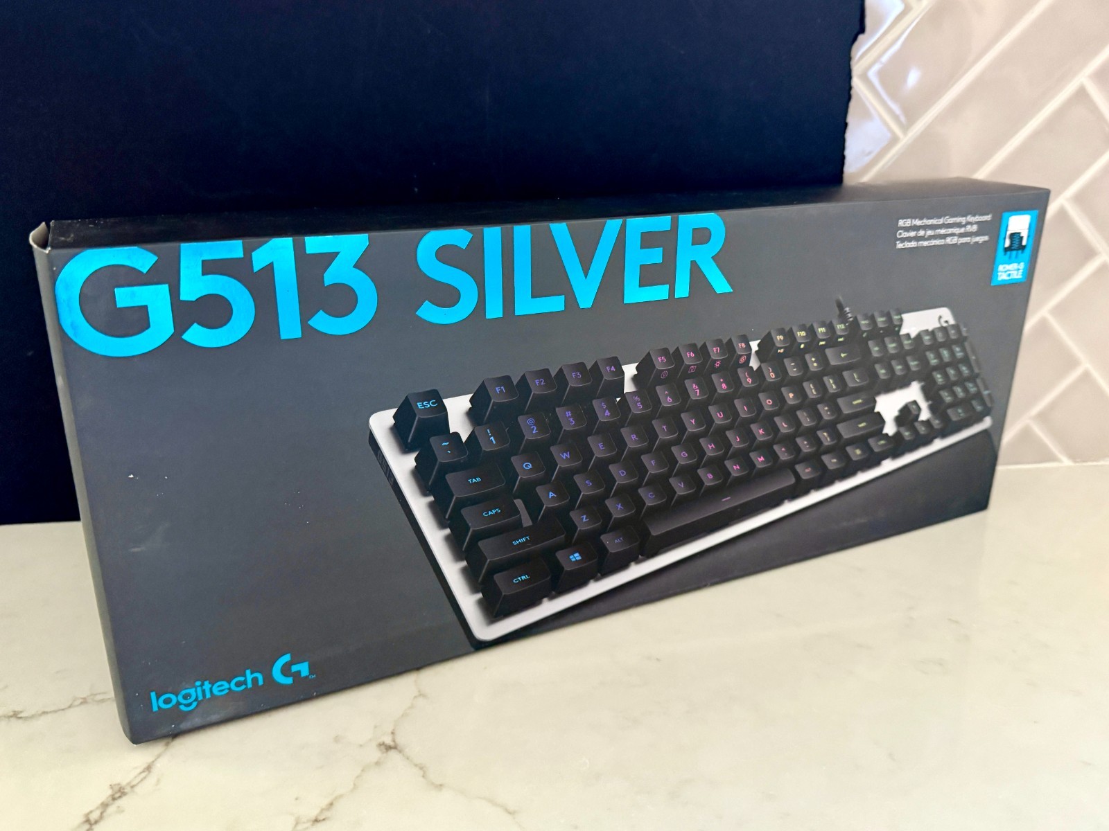 Logitech G513 Silver RGB Mechanical USB Wired Gaming Keyboard - Romer-G Tactile
