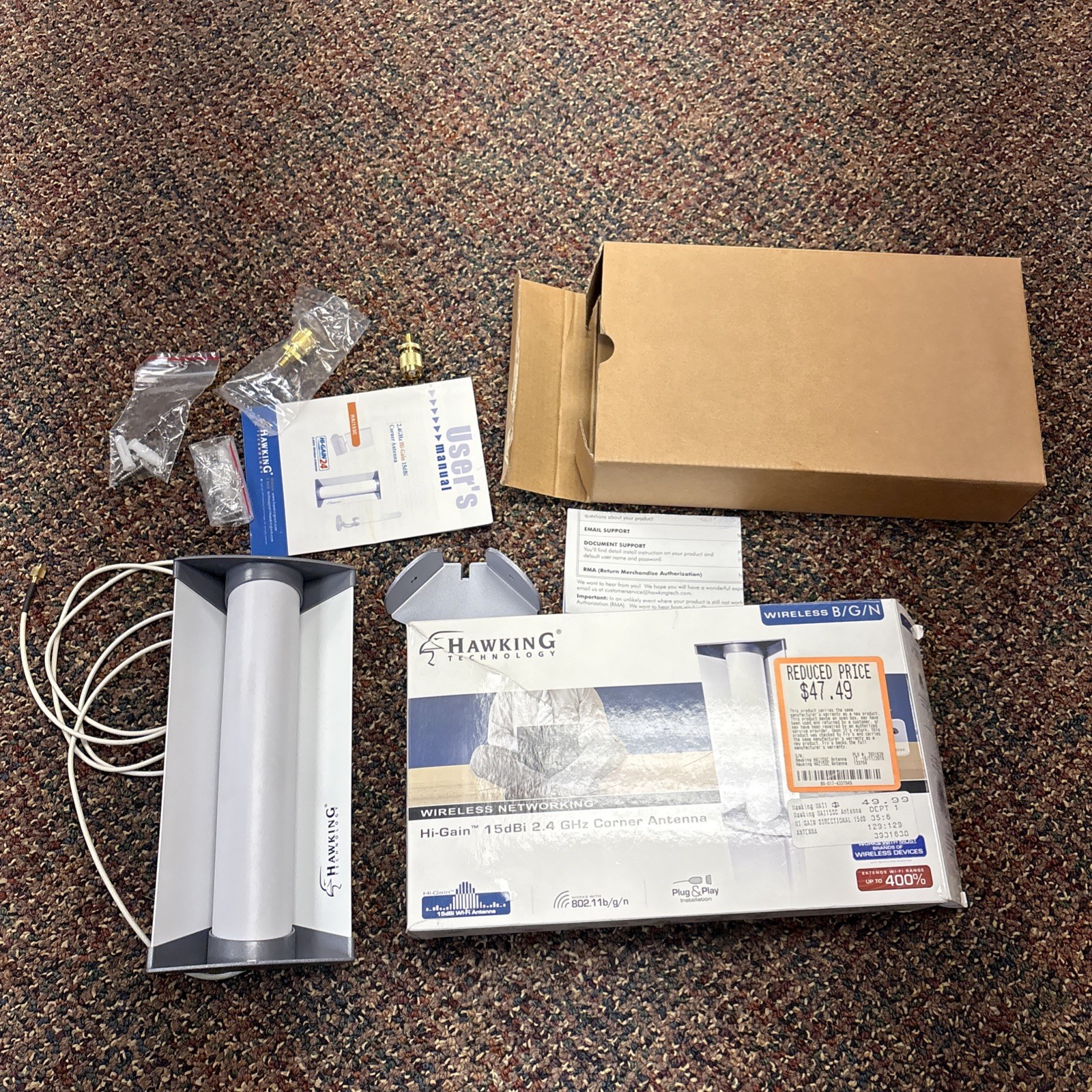 NEW Hawking Technology Hi-Gain 15dBi 2.4GHz WiFi Corner Antenna HAI15SC