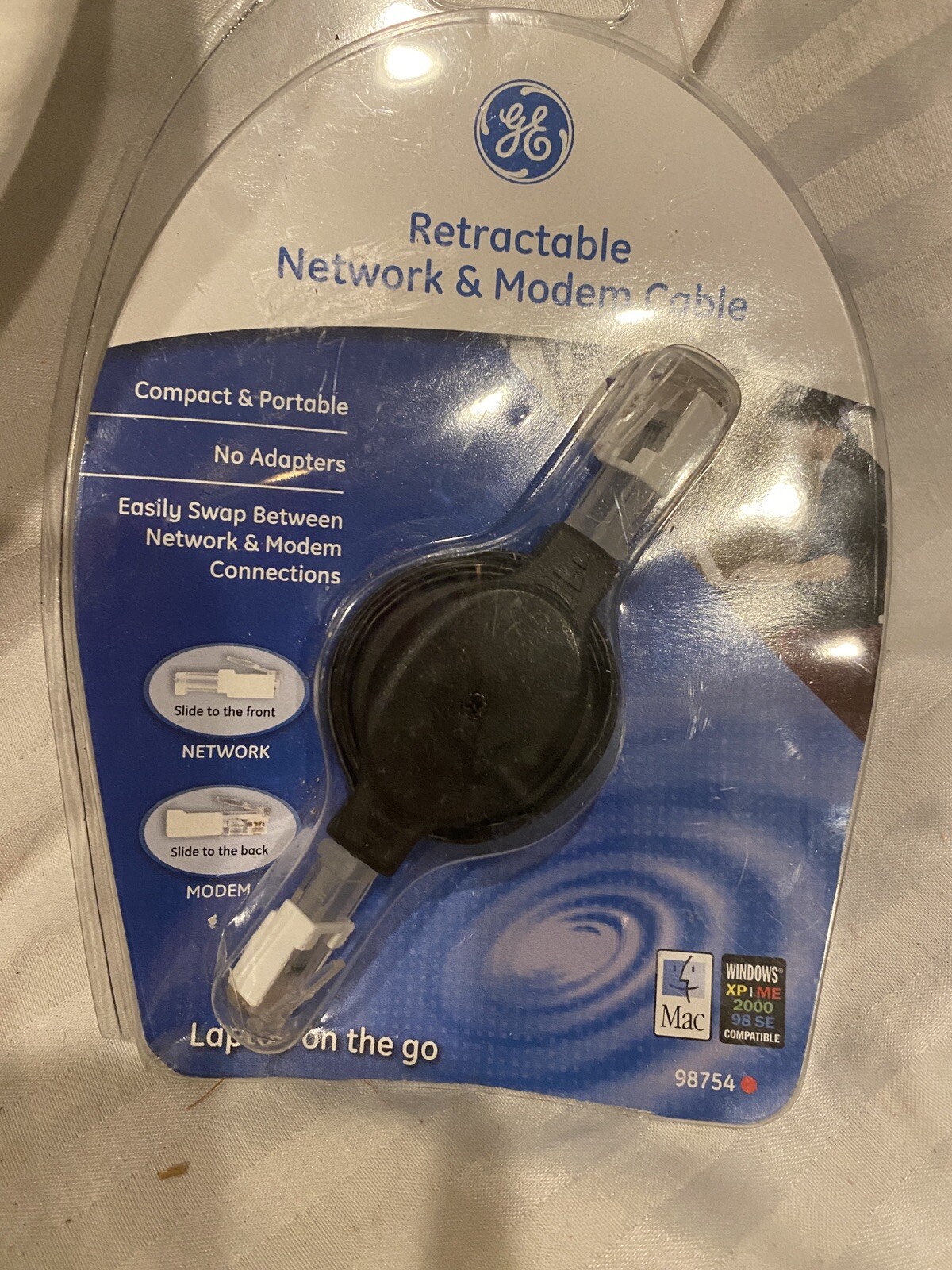 G E Retractable Network & Modem Cable  6 Ft. Choose Network or Modem connection