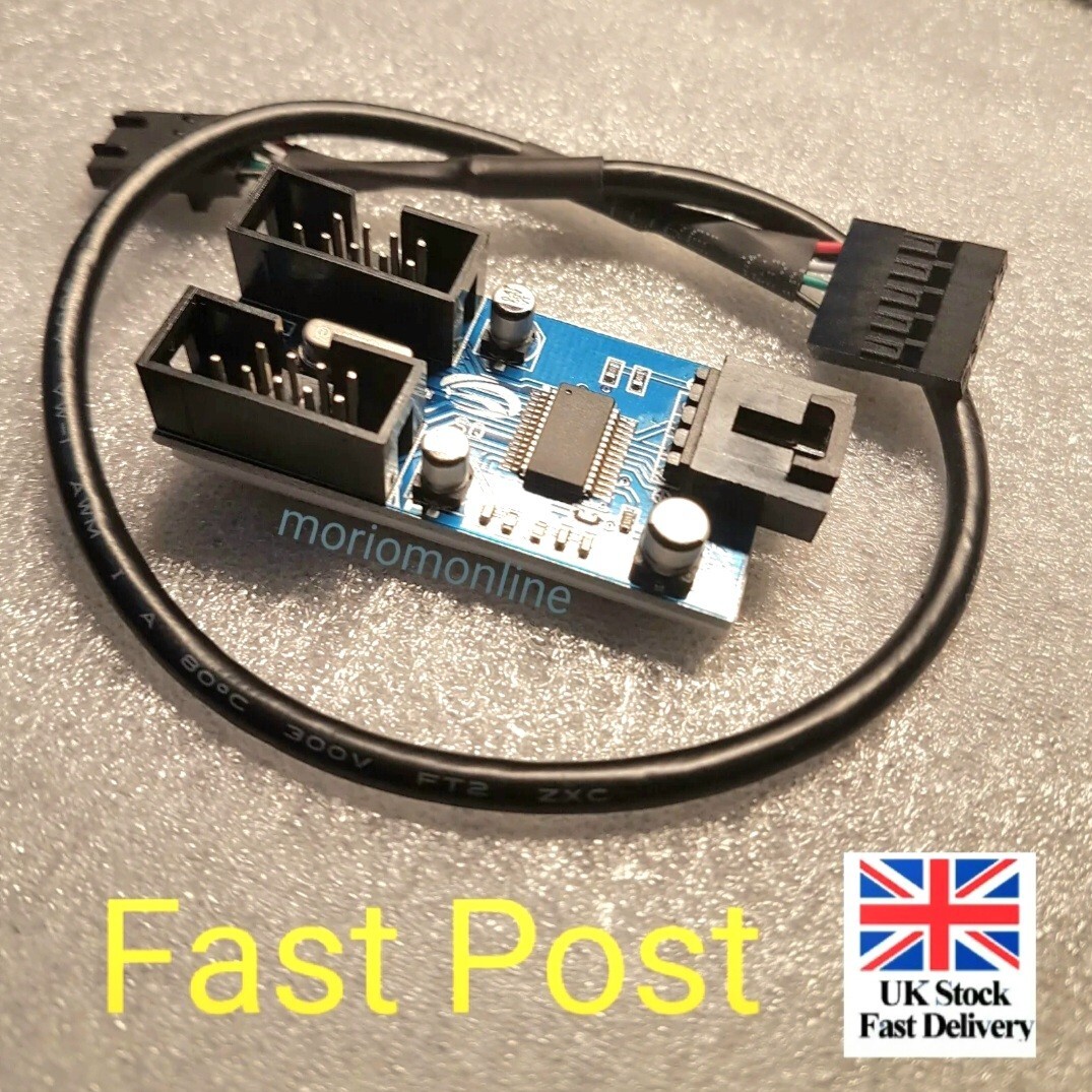 Motherboard USB 9P 9Pin Header Splitter 1 to 2 Extension Cable Port 25-30CM 