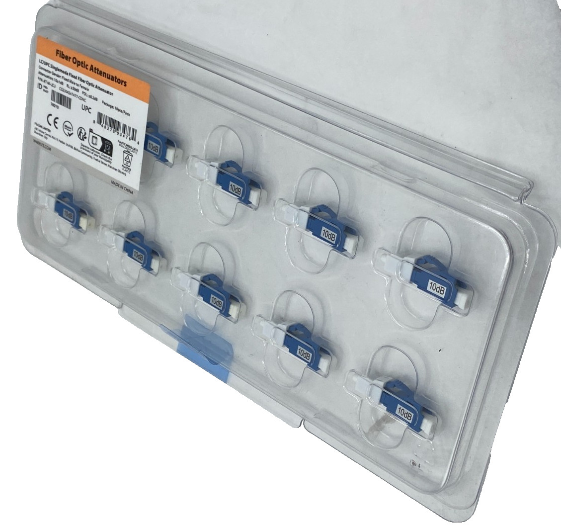 FS.COM LC/UPC Singlemode Fixed Fiber Optic Attenuator 10dB Male-Female, 10 Pack