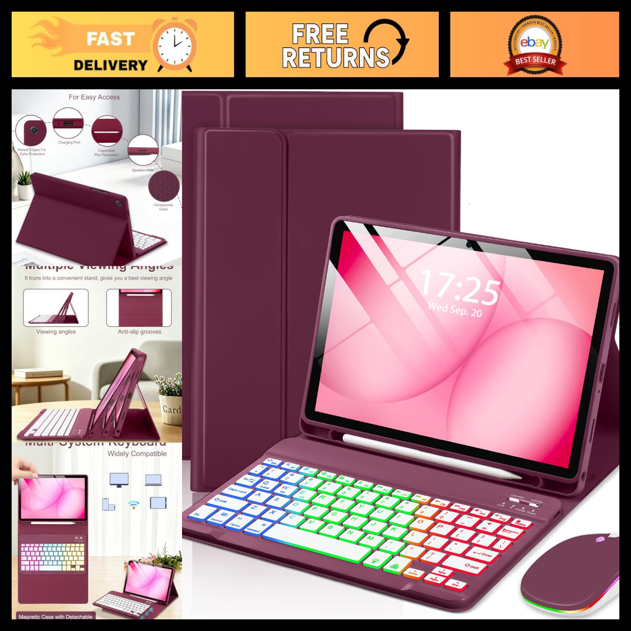 Keyboard Mouse Case for Samsung Galaxy Tab A11 Plus/A9 Plus - Slim & Durable