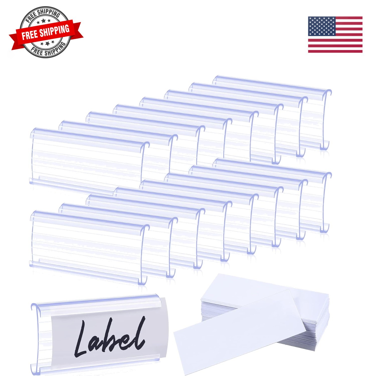 100 Pcs Plastic Wire Shelf with 100 Pcs Paper Inserts Wire Rack Label Holder ...