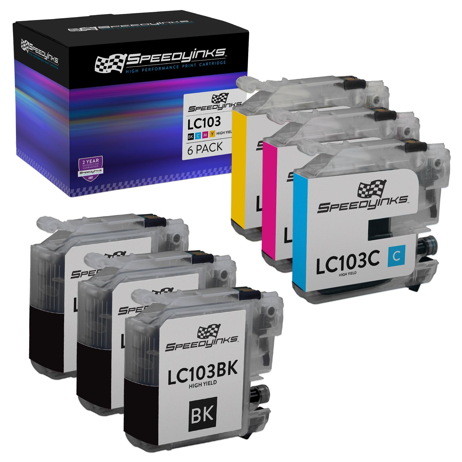 6PK For Brother 3x LC103BK 1ea LC103C LC103M LC103Y HY Ink Set for MFC-J4510DW