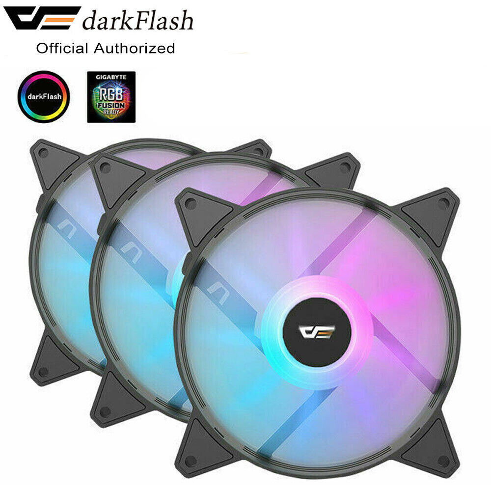 AIGO C6 3 Pack RGB LED Computer Gaming Case Fan Cooling 12V 120mm PC Quiet Fans