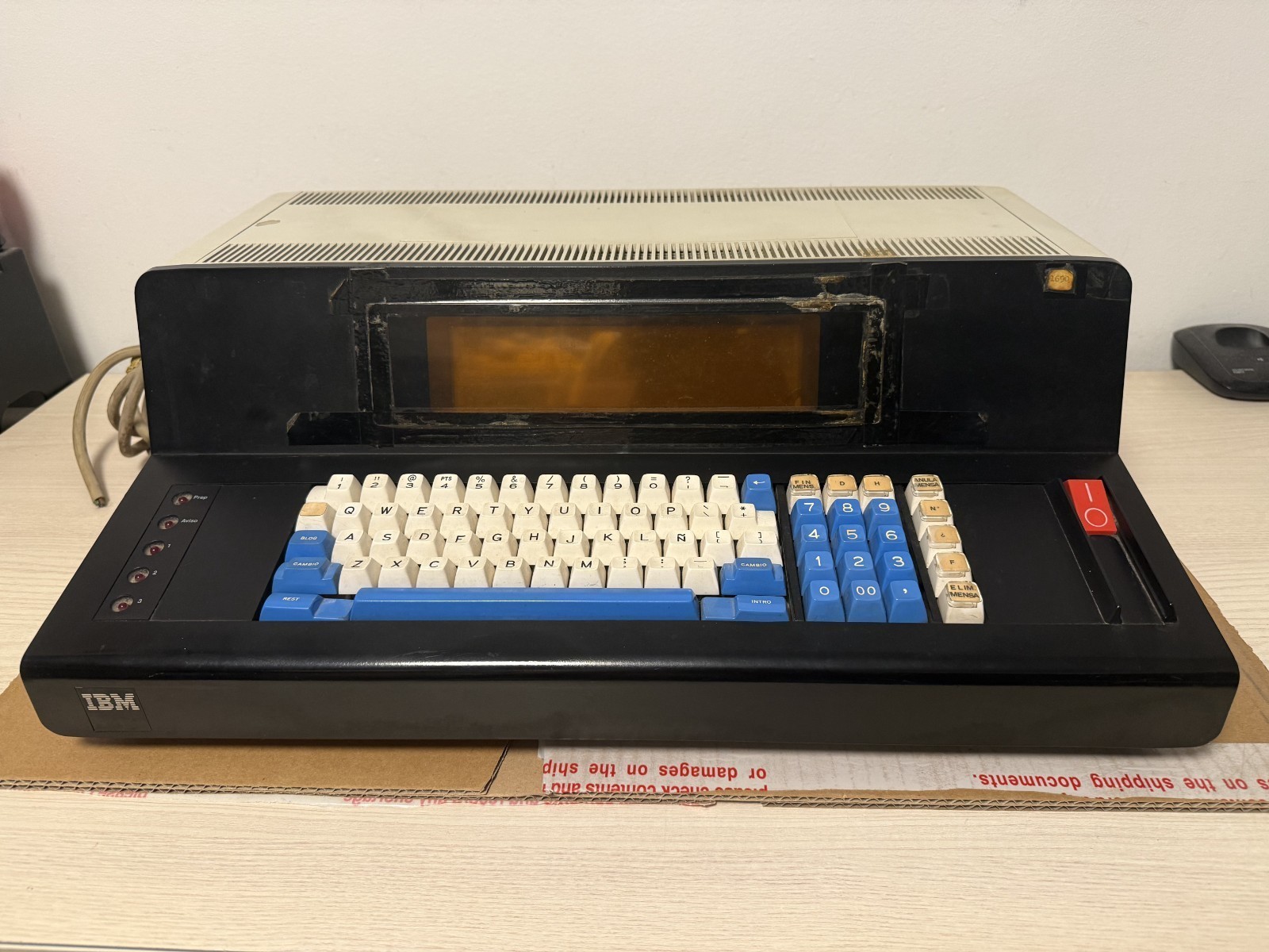 Rare Vintage IBM 3604 Model 2 Keyboard Display Terminal, Beam-Spring, Blue Caps