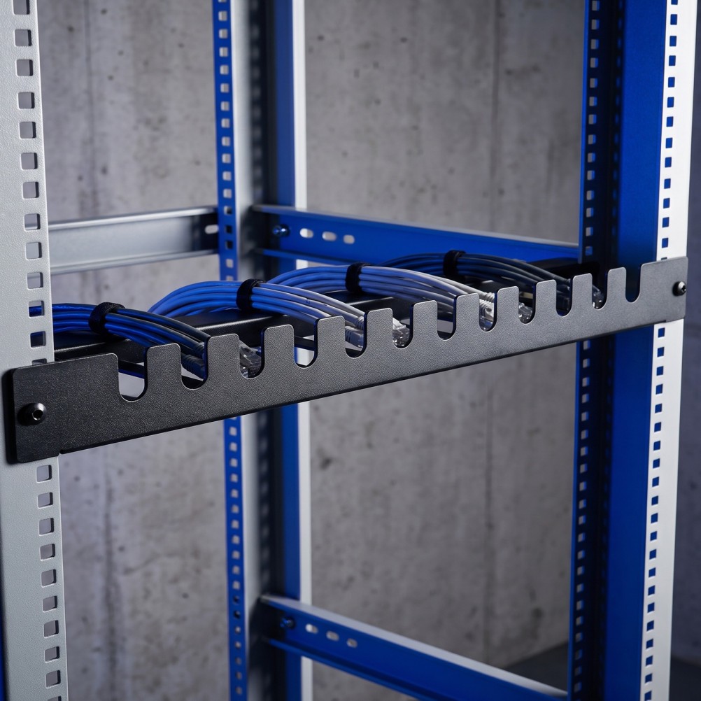 5pcs Single-Sided Fishbone Cable Manager, 19” Cold Rolled Steel Panel