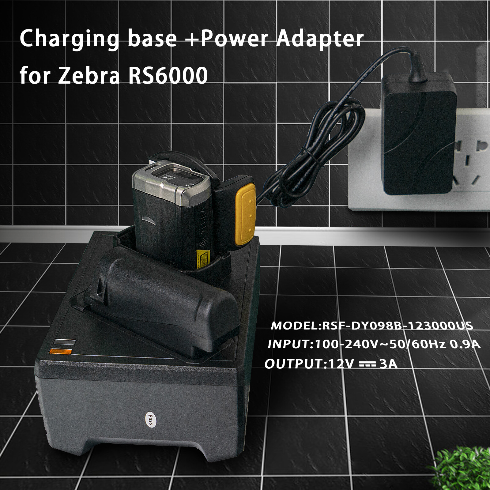 1-Slot Battery Charger Cradle Charging base + Adapter for Zebra RS6000 / WT6000