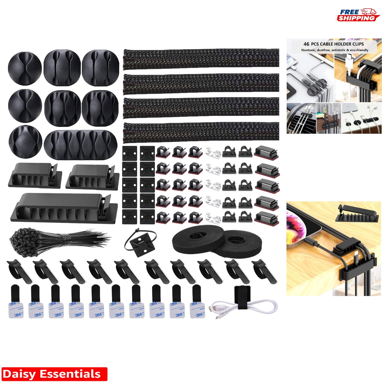 Comprehensive 192-Piece Cable Management Set: Easy & Durable Organization