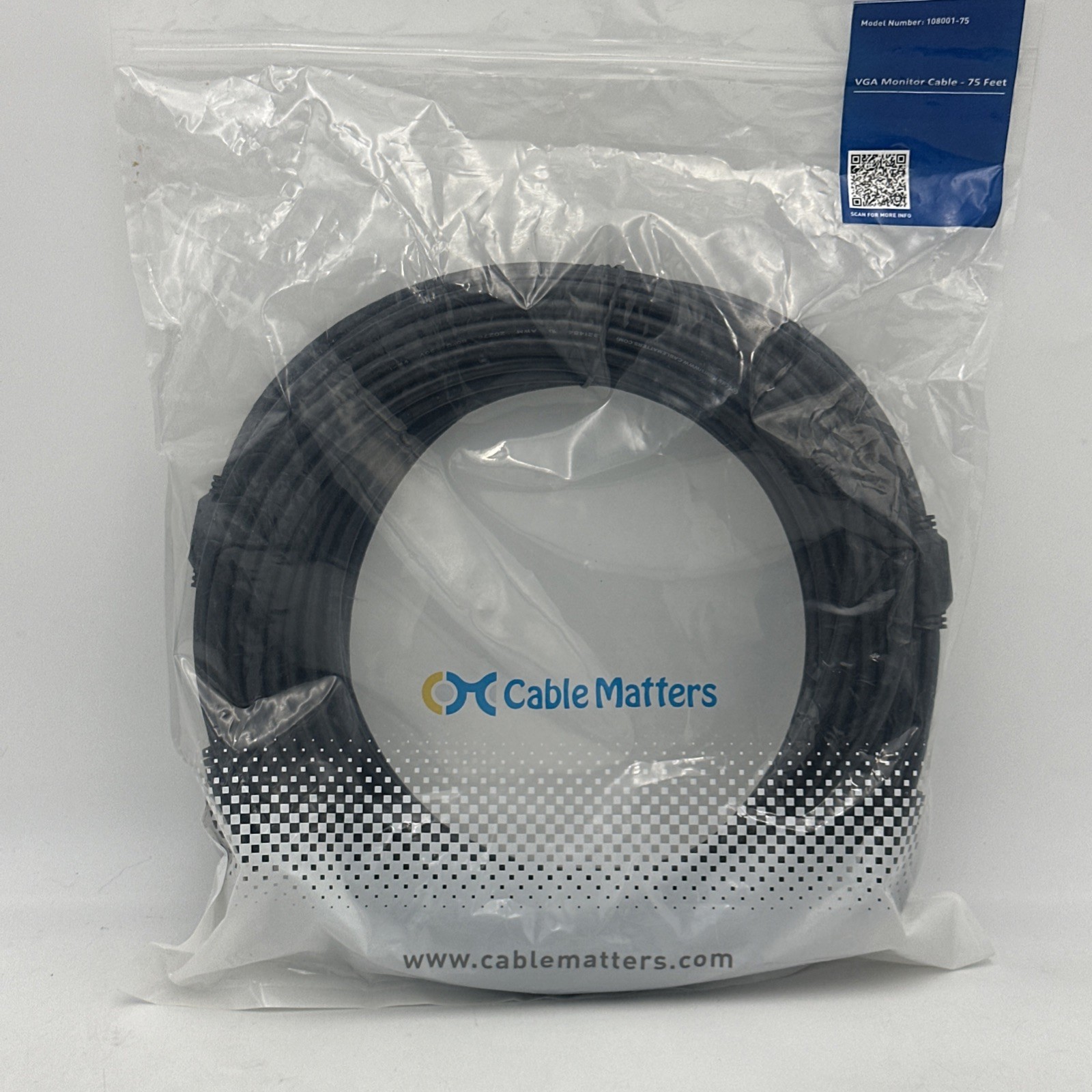 Cable Matters 108001-75 VGA Monitor Cable HD15 Male to HD15 Male - 75ft