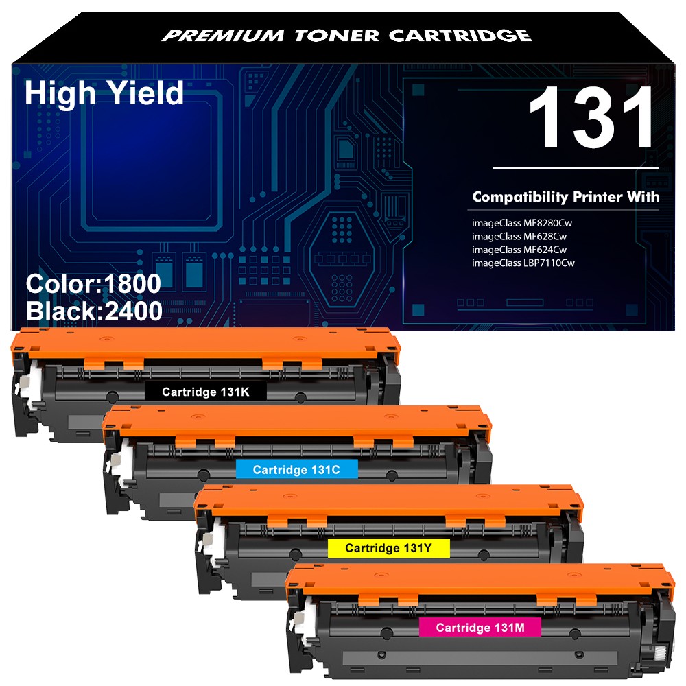 4 Pack CRG131 Toner BCMY Set For Canon 131 imageCLASS MF8280CW MF624CW MF628CW