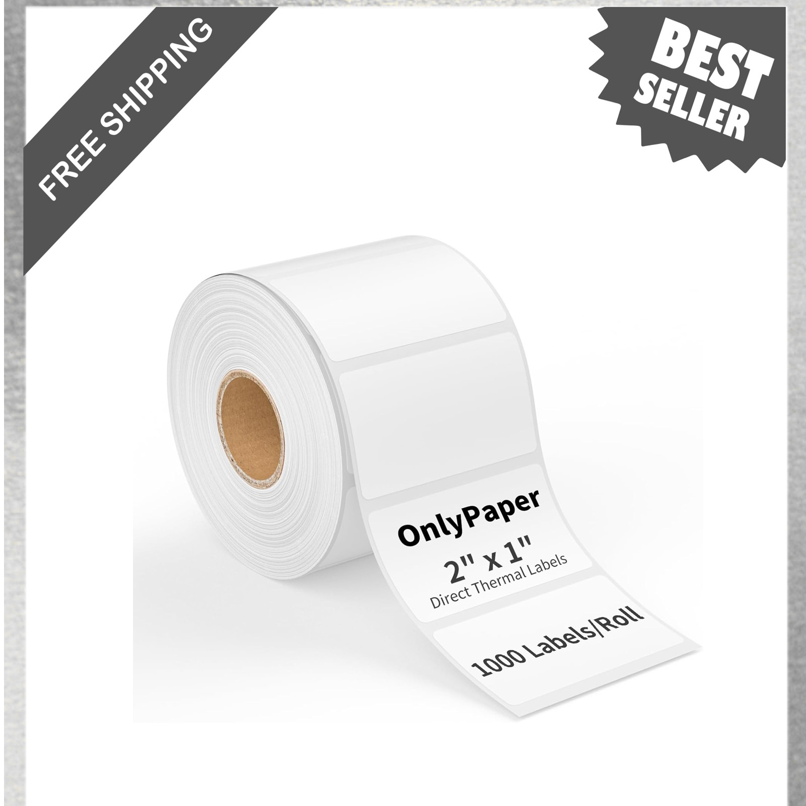 2x1 Inch Thermal Labels 1000 Pack Waterproof Adhesive Compatible with Rollo