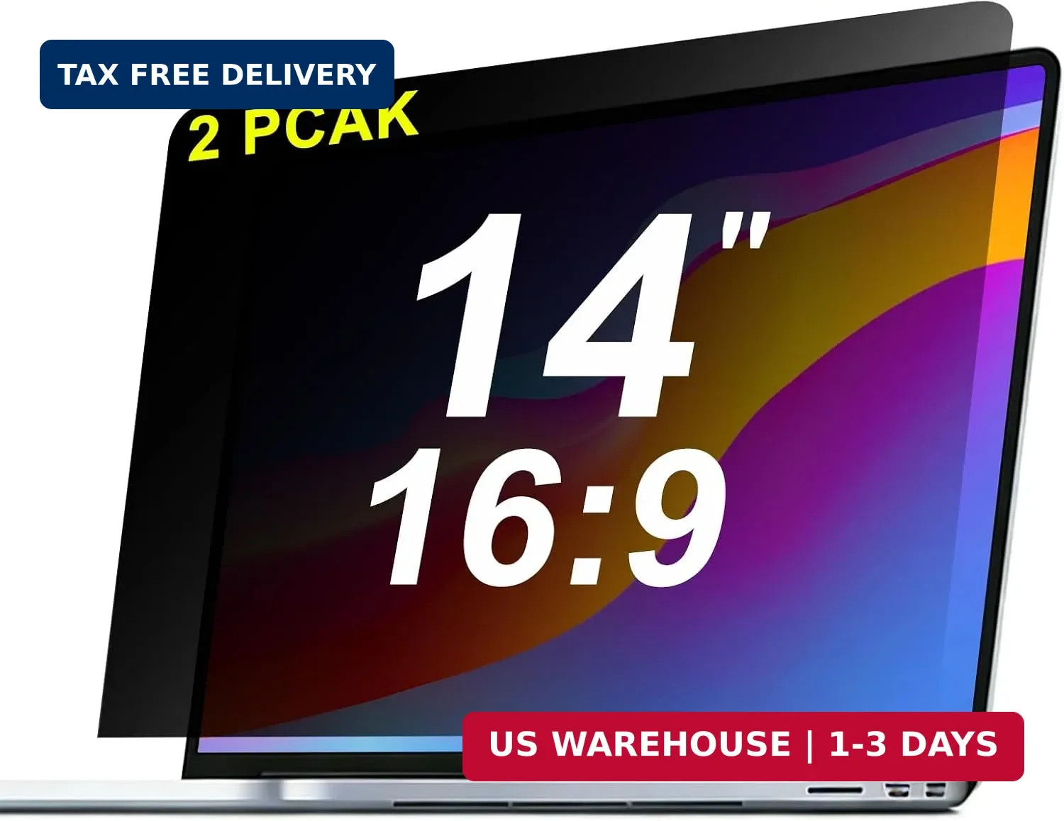 [2 Pack] 14 Inch Laptop Privacy Screen Protector, 16:9 Aspect Removable Anti-Gla