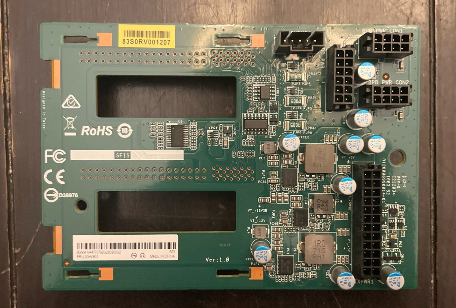 Lenovo ThinkServer TS460 Server Power Backplane FRU P/N: 00HV951 Tested Working