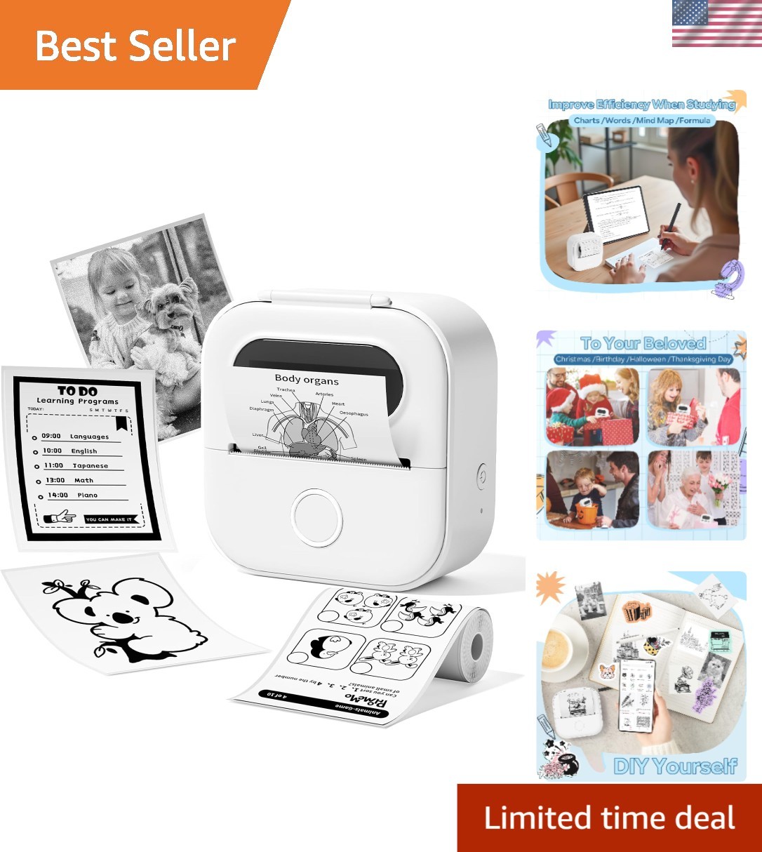 Mini Bluetooth Sticker Printer - AI-Enhanced Thermal Label Maker for Crafts