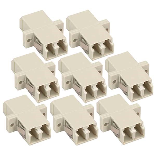 8 Pcs LC to LC Duplex Multimode Fiber Optical Coupler Adapter Connector Beige