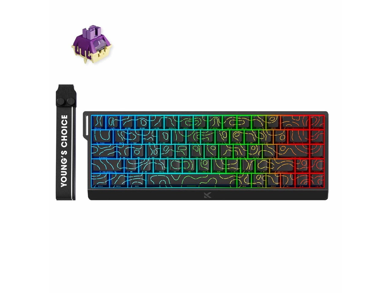 MCHOSE Ace 68 Hall Effect Magnetic Switch Gaming Keyboard - Black Topographic