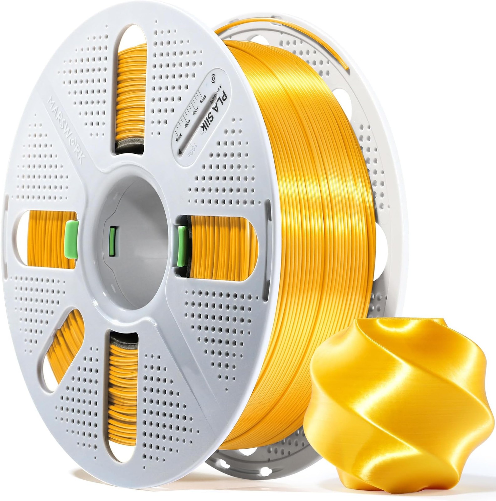 MarsWork Gold Silk PLA Filament Pre-Dried Quick-Swap Reusable Spool 3D Printer