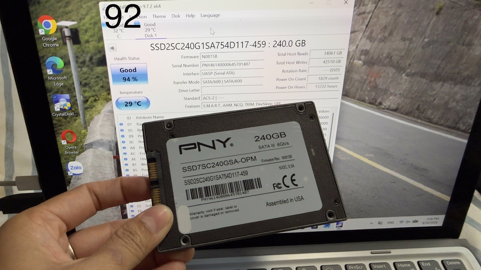 PNY Optima 240GB 2.5" Solid State Drive SATA III SSD SSD7SC240GSA-OPM Health 94%