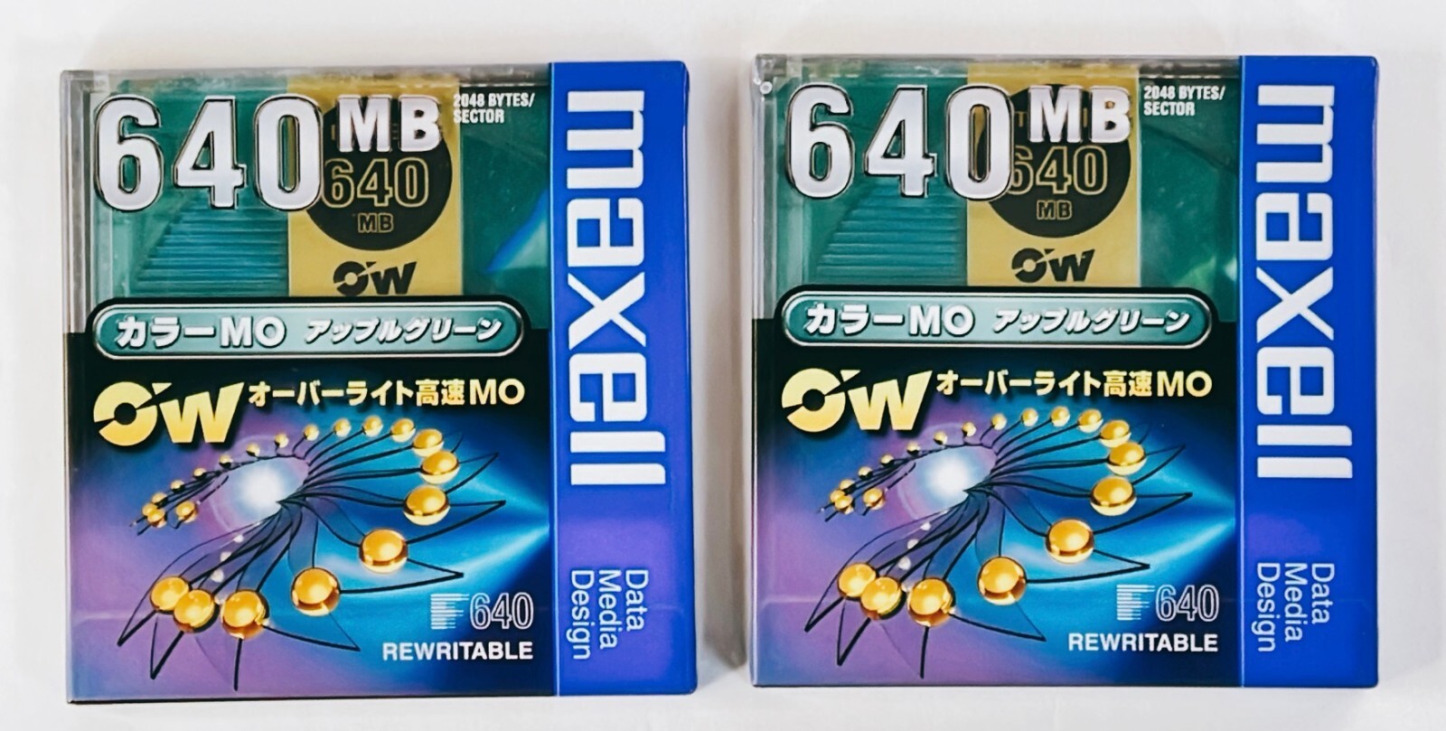 MAXELL MO 640MB Magneto Optical Disk Set of 2 Rewritable Color MO Japan
