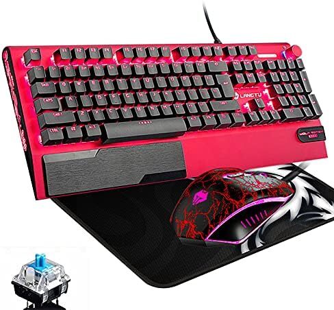 Mechanical Gaming Keyboard Mouse Multimedia Knob Sandblast Metal Panel 104 Keys