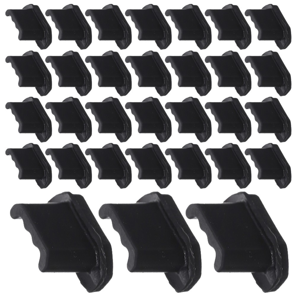 100pcs Micro USB Silicone Dust Plug, Black Soft Debris Blocking Port Covers