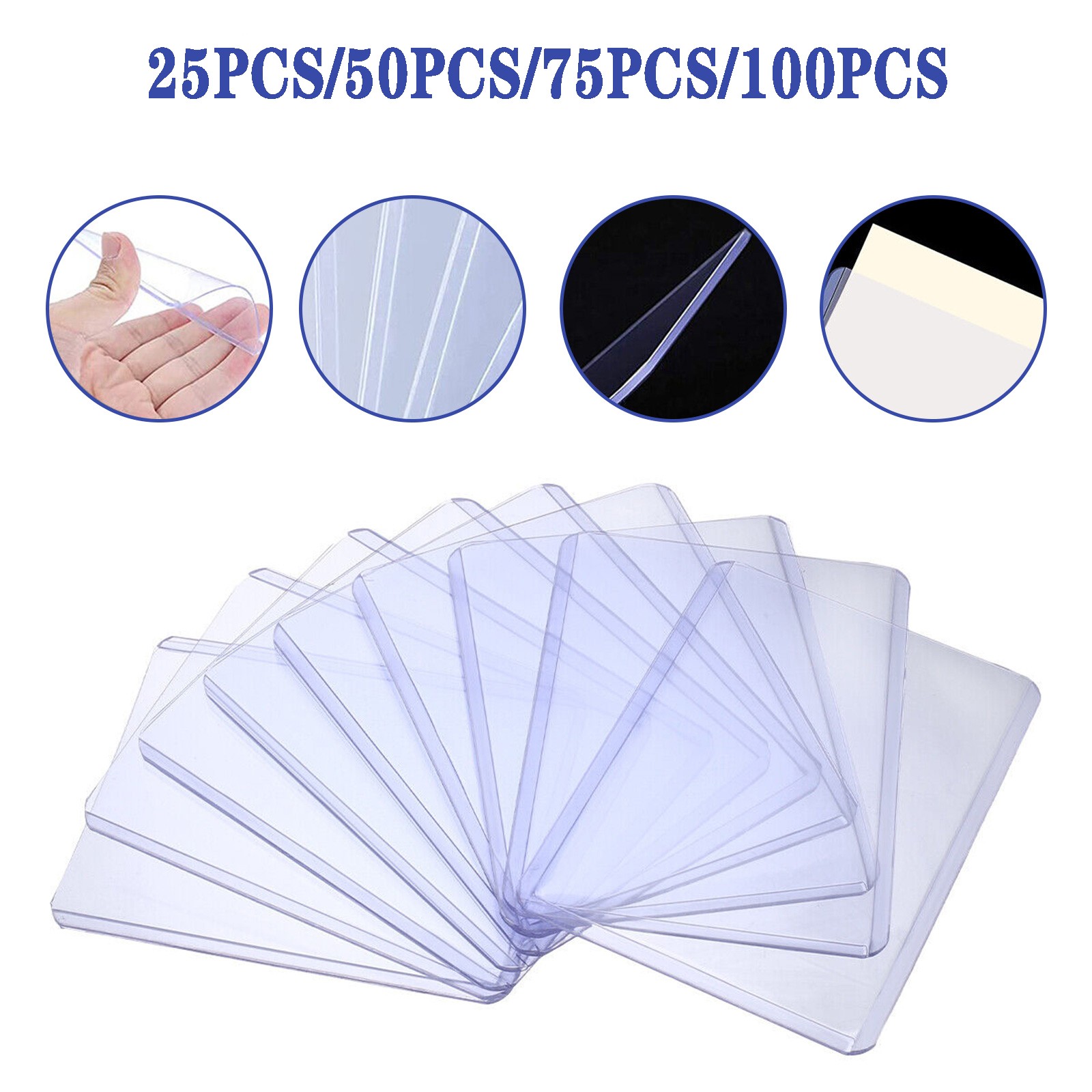 25-200Pcs Card Sleeves 3"x4"  PVC Sleeves Protector Sport Trading Game Cards